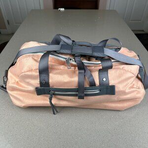 Lululemon All You Need Duffel Gym Yoga Bag Peach Fuzz Gray Straps 31L DAMAGED